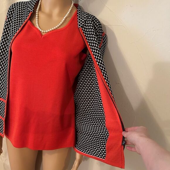 Ming Wang Set Women’s Size Medium Matching Red/Orange Tank Top and Jacket - Picture 5 of 16
